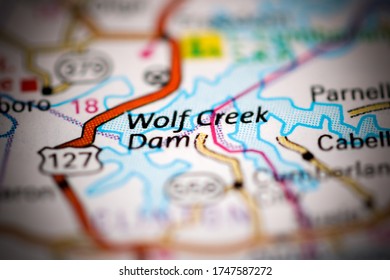 Wolf Creek Dam. Kentucky. USA On A Geography Map