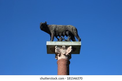  Wolf Statue With Romulus And Remus Ancient Symbol Of The Roman Empire, Pisa, Italy