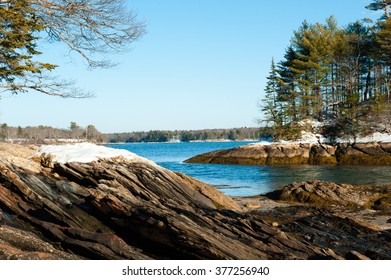 Wolfe's Neck State Park, Freeport, Maine In Winter