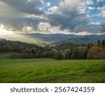 Wolfsberg in Austria on Alpine landscape background