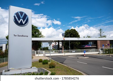 Wolfsburg, Lower Saxony / Germany - July 27, 2020: Volkswagen AG headquarters in Wolfsburg, Germany - VW is one of the world's leading automobile manufacturers