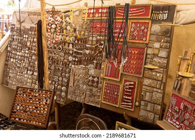 WOLIN, POLAND - AUGUST 6, 2022: XXVII Festival Of Slavs And Vikings, Hand Crafted Jewelry Booth