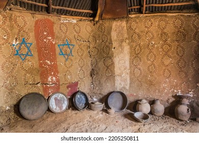 WOLLEKA, ETHIOPIA - MARCH 14, 2019: Interior Of A Synagogue In Wolleka Village, Ethiopia.