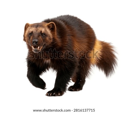 Wolverine Running Directly Toward The Camera With Isolated On White Background