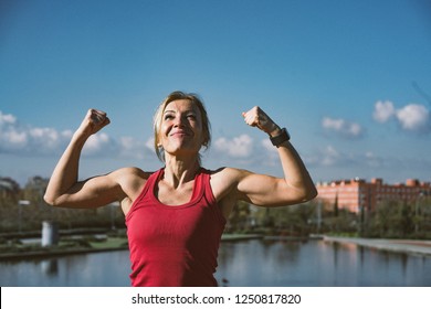 Woman Of 45 Year Old, Training In The Outdoor