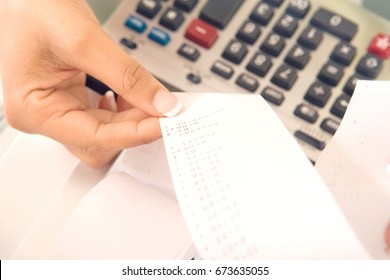 Woman With Adding Machine Tape