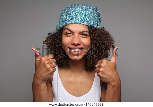 afro and beanie