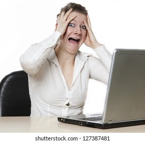 Woman Is Angry On Her Computer