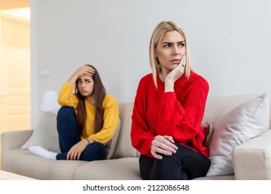 Woman apologizes to her friend after fight. Repentant woman hope for forgiveness from sad pensive friend. Family on verge of divorce. Couple treason problem concept