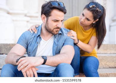 Woman Apologizing To Her Boyfriend After Arguing