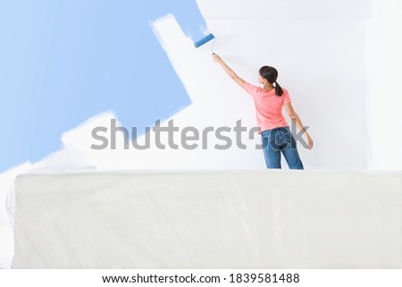 Similar – Image, Stock Photo white wall paint and paint roller