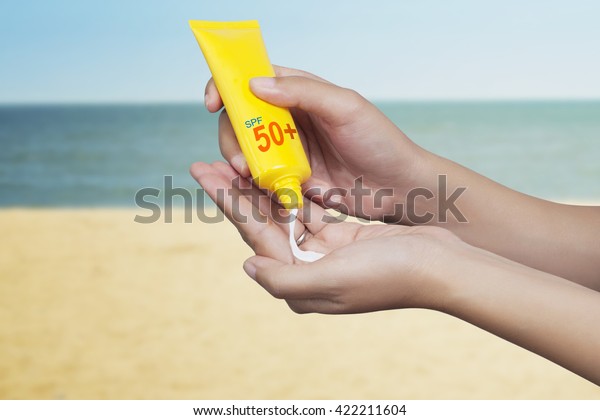 Woman Applying Sunscreen On Her Hand Stock Photo 422211604 | Shutterstock