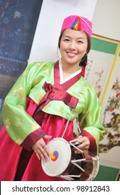 Woman Asian Drum Hanbok Dress Korea Stock Photo 98912843 | Shutterstock