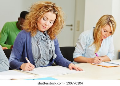 Woman In Assessment Center Taking Aptitude Test For Employee Screening