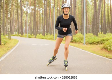 Woman Athlete On Roller Skates 