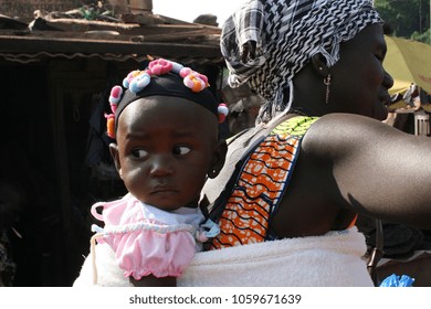 Woman And Baby On Marketplace In Abidjan Ivory Cost Feruary 2018