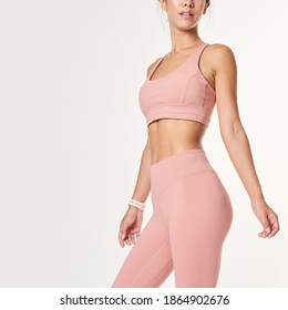 Woman In Baby Pink Activewear Mockup 