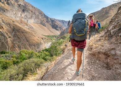 Woman Backpacker Hikes Trail in Colca Canyon, Peru - Powered by Shutterstock