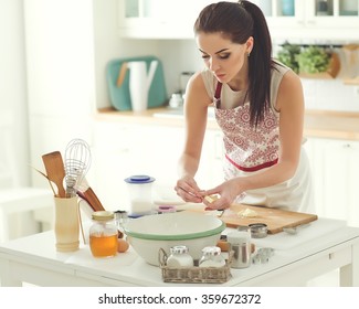 Woman baking at home