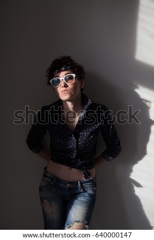 Similar – Image, Stock Photo mafiosa. Woman Sunglasses