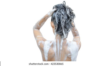 Woman Bathing Wash Hair 