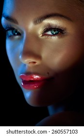 Woman With Beautiful Make-up. Daylight + Golden Reflector.