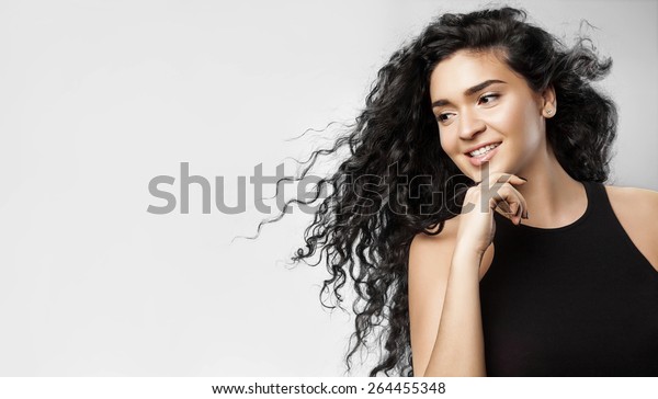 Woman Beauty Black Hair Natural Makeup Stock Photo Edit Now