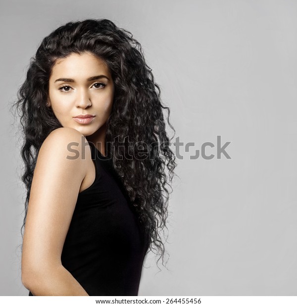 Woman Beauty Black Hair Natural Makeup Stock Photo Edit Now