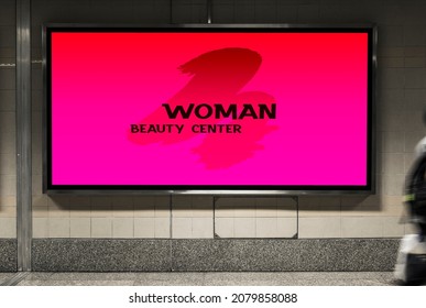 Woman Beauty Center Blank Bill Board Mockup