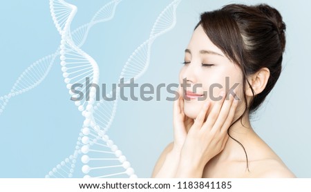 Woman beauty and gene therapy concept.