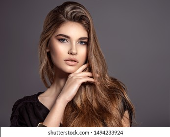 45,942 Woman with brown hair and blue eyes Images, Stock Photos ...