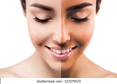 Woman Before After Tan Spray