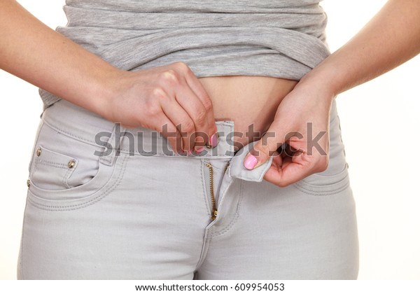 Woman Belly Fat Getting Dressed Putting Stock Photo Edit 