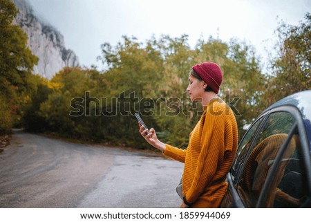 Similar – Image, Stock Photo woman in autumnal scene, spain