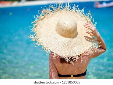 Woman Bikini On Beach Sithonia Greece Stock Photo (Edit Now) 1253853085