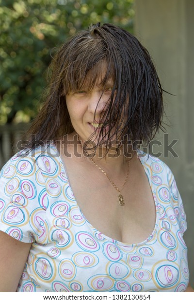 Woman Black Hair Wetbeautiful Woman Wet Stock Photo Edit Now