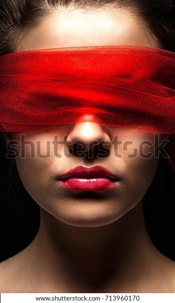 Woman Blindfolded Red Cloth Stock Photo 713960170 | Shutterstock