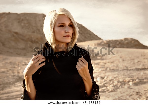Woman Blond Hair Deep Eyes Full Stock Photo Edit Now 654183154