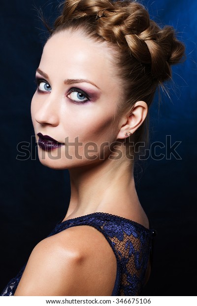 Woman Blonde Hair Blue Eyes Having Stock Photo Edit Now 346675106