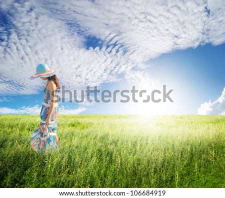 Woman with blue sky