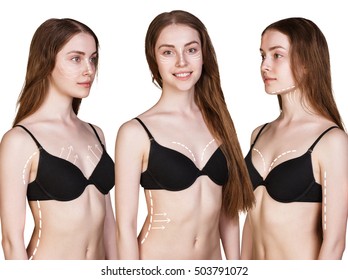 Woman Body With Correction Arrows From All Angles