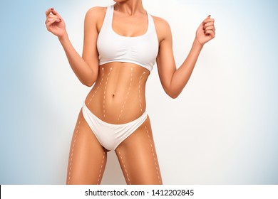 Woman Body In Perfect Form, Cosmetic Cellulite Treatment, Plastic Surgery And Liposuction.