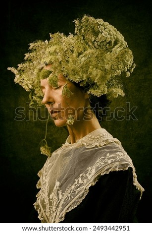 Similar – Image, Stock Photo young woman with flower wreath in her hair, wedding dreams