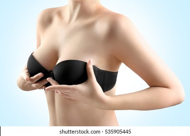 Woman Breast, Closeup. Plastic Correction And Surgery Concept.