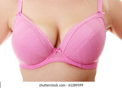 Woman breast in uplift on a white background