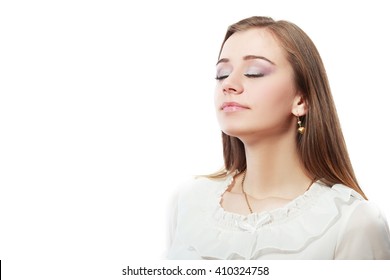 Woman Breathing Fresh Air Of Feel Good Smell