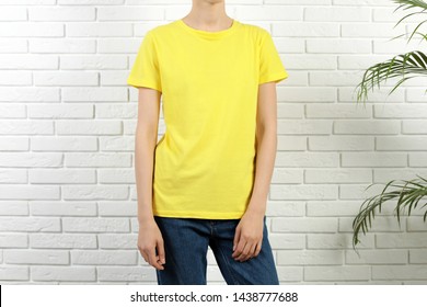 Download Mockup Tshirt Yellow High Res Stock Images Shutterstock