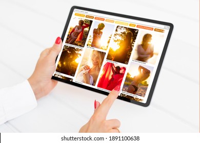 Woman browsing beautiful fashion photos online
