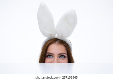 Headband plush bunny ears White Black Luxury Rabbit Playgirl Easter Halloween 