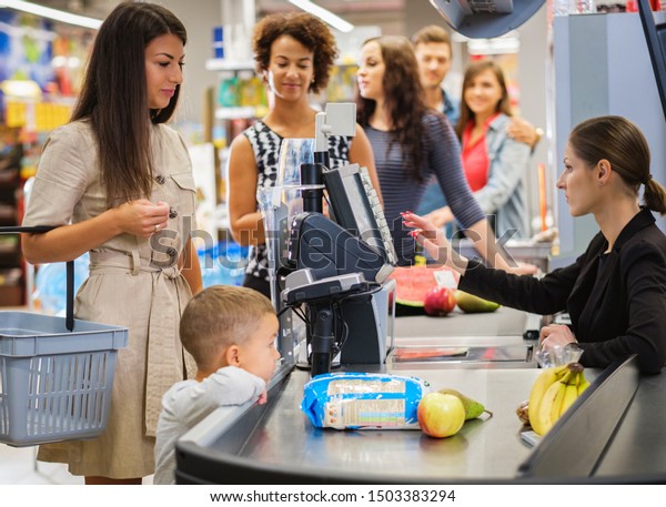 Woman Buying Goods Grocery Store Stock Photo 1503383294 | Shutterstock